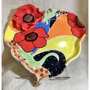 2002 KOKO ORIGINALS Laura Schwartz Athena Boulgarides vibrant floral heart plate